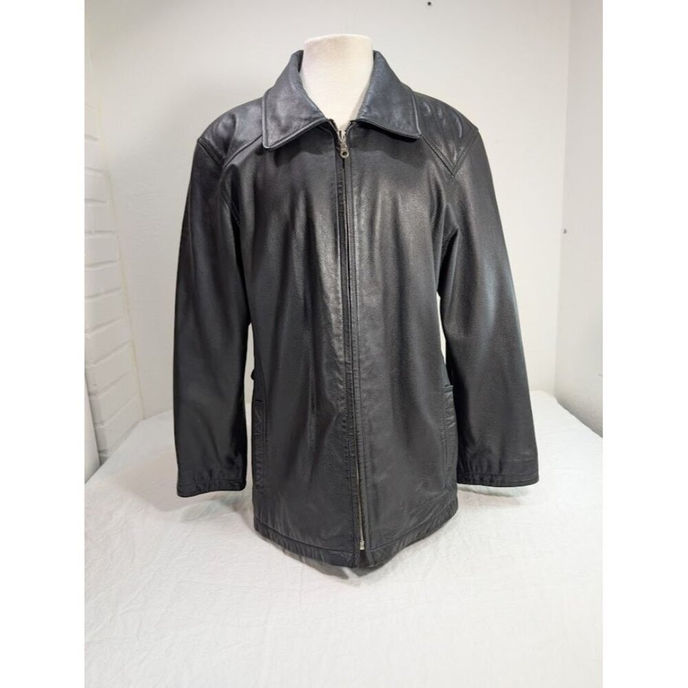 Wilsons Leather jacket women's size XL vintage 90s black moto